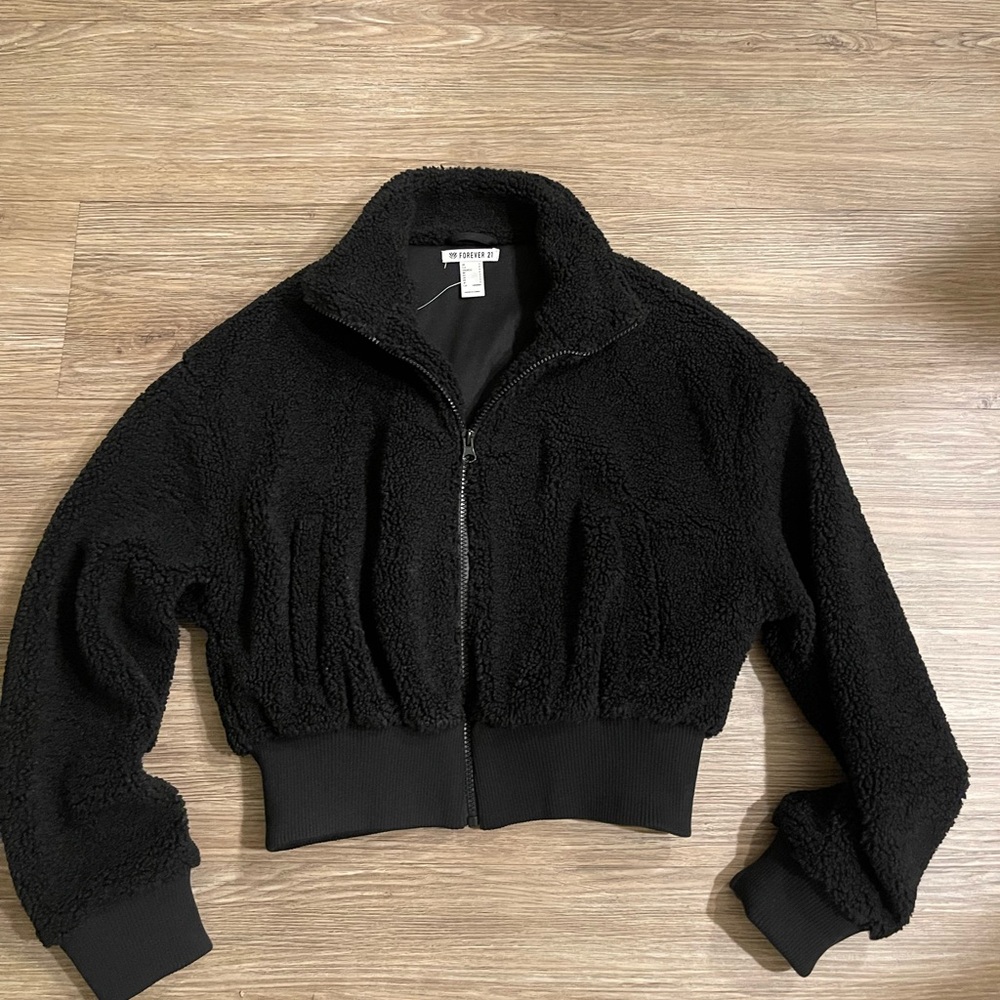 Forever 21 Black Teddy Jackets
